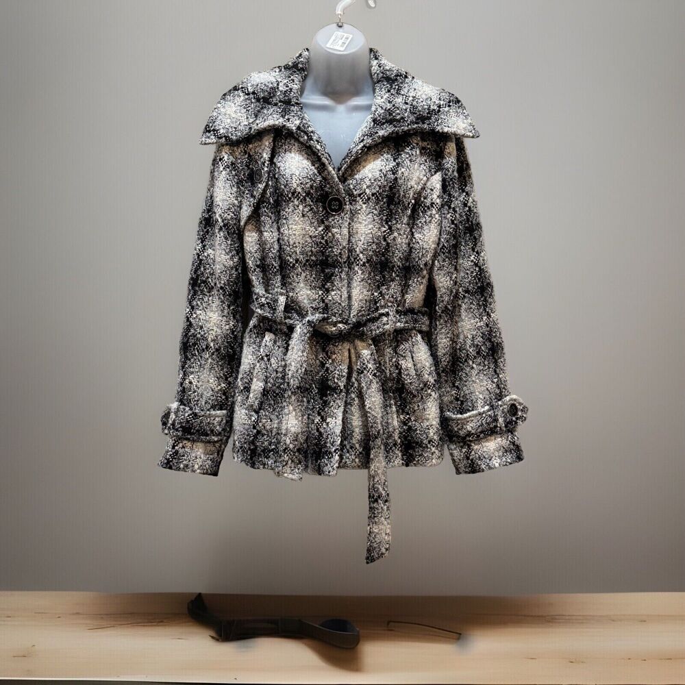 Women's Sebby Lined Oversized Button Up Plaid Dress Casual Warm Coat Jacket XL